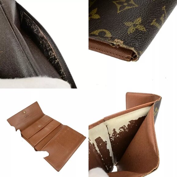 LOUIS VUITTON 3 Set Trifold Wallet Monogram Damier Ebene Leather Brown - Picture 5 of 9